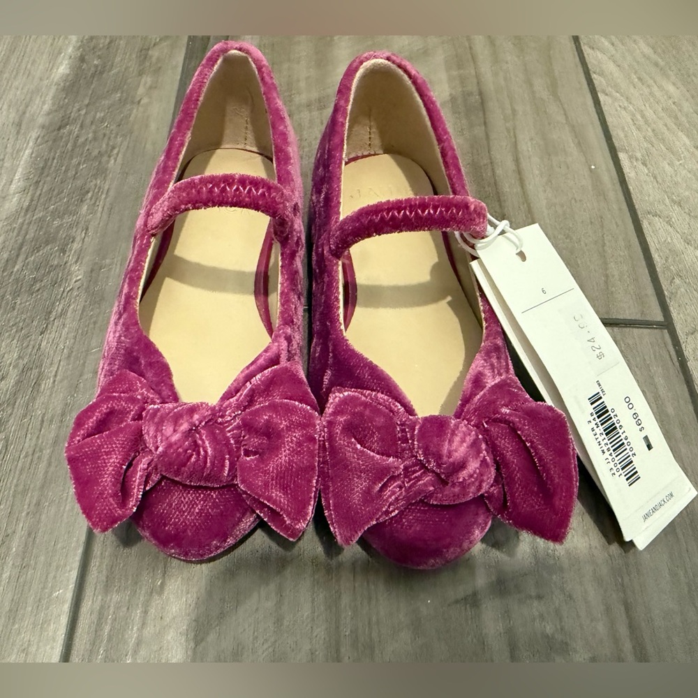 Janie and Jack Pink Velvet Dress Shoes with Bow